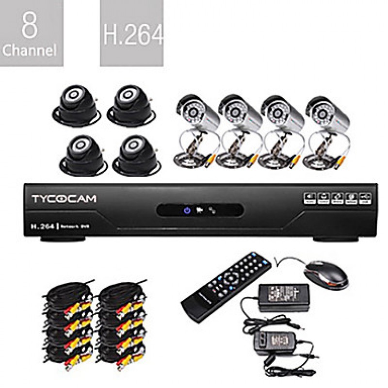 Ultra Low Price 8CH H.264 CCTV DVR Kit (8 CMOS Nightvision Cameras)  