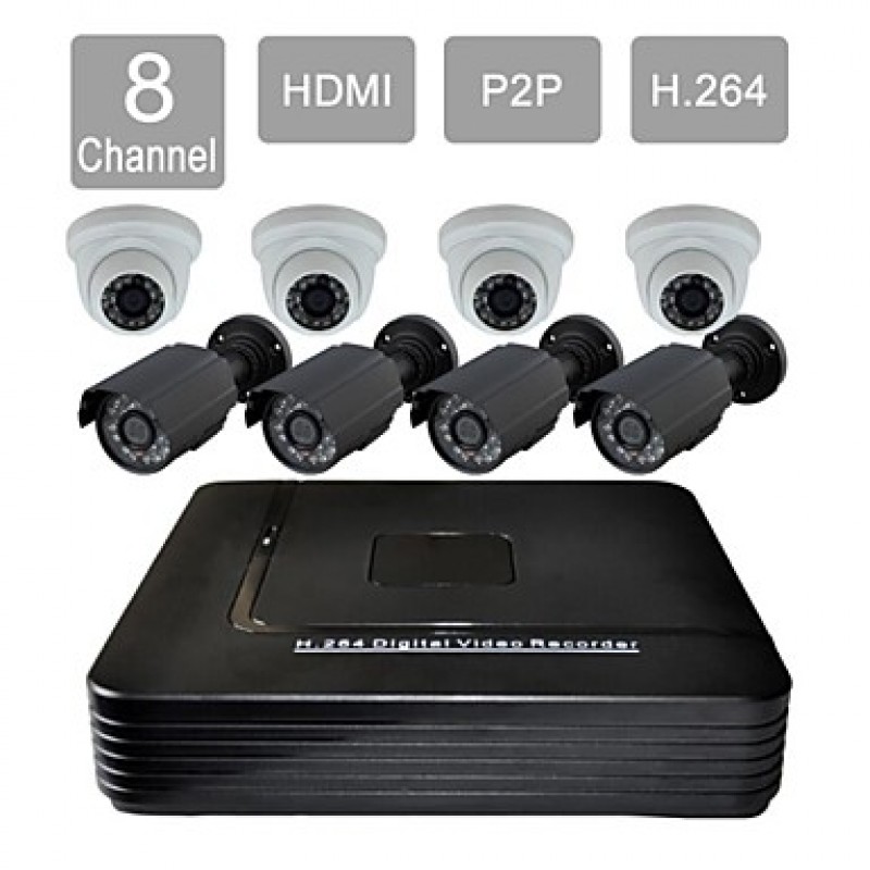 8 Channel HDMI 1TB HDD CCTV DVR 8 Outdoor / Indoor Vision Security Camera System Kit 6624+8813CD08VG  