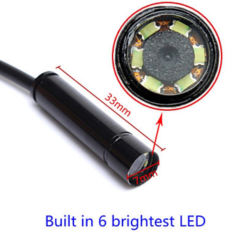 6 LED 7mm Lens Android Endoscope Waterproof Inspection Borescope Tube Camera  