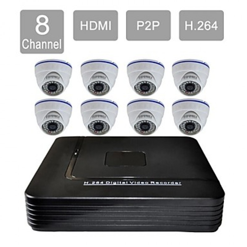 8 Channel HDMI CCTV DVR 8 Indoor Vision Security Camera System Kit 808CCW08V  