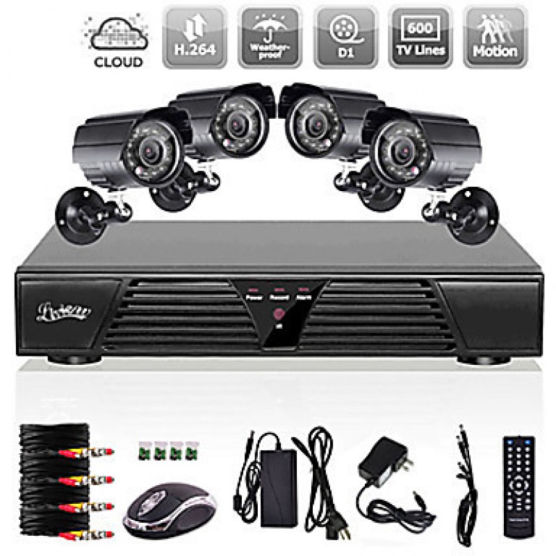 8CH Full 960H DVR and 4pcs Outdoor 800TVLine Day/Night cameras  