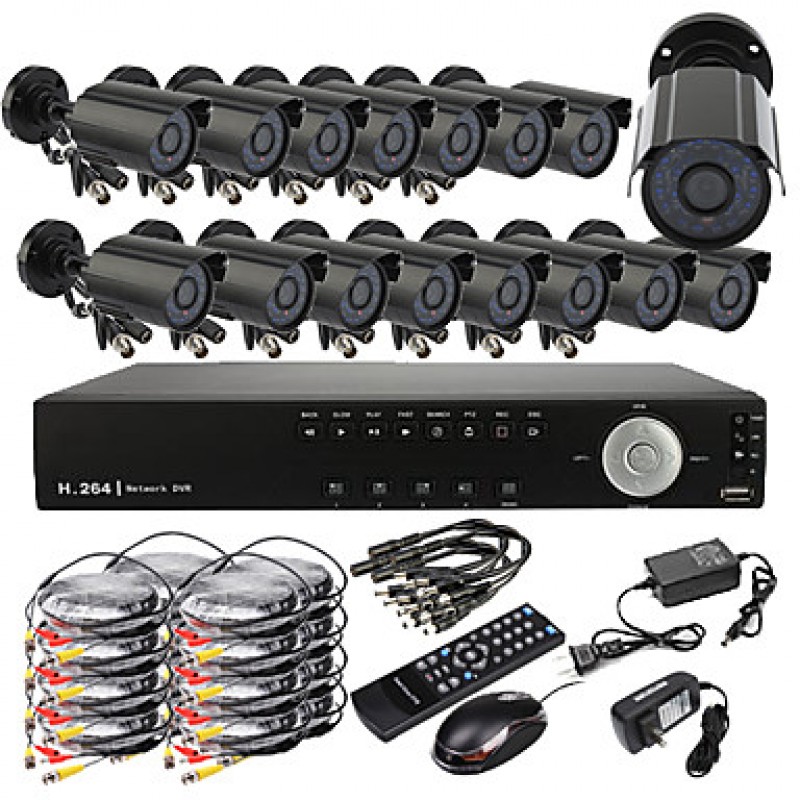 Ultra DIY 16CH Real Time H.264 CCTV DVR Kit (16pcs 420TVL Waterproof Night Vision CMOS Cameras)  